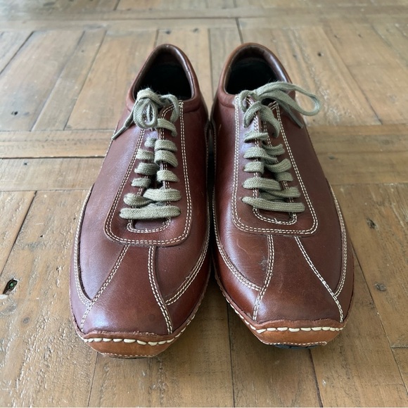 Cole Haan Air Ryder Driver Oxford 8M Mens Brown Leather Nike Air Sneakers - Picture 2 of 12